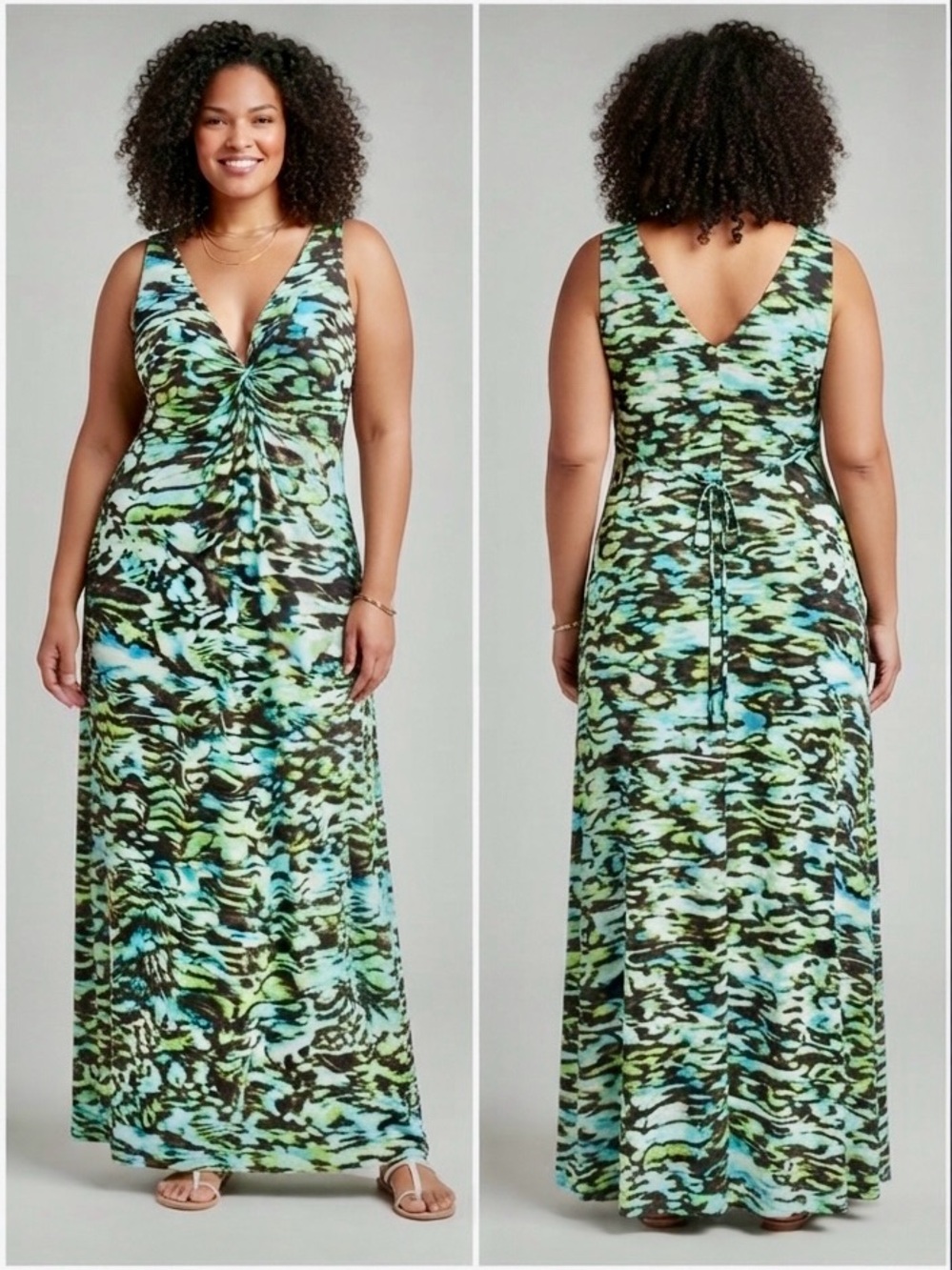 COMFORTABLE AMBRIELLE ABSTRACT PRINT MAXI DRESS SIZE XL
